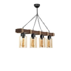 Lumexx 8354-4 Jasmin 4'lü Ahşap Ceviz Silindir Bal Camlı Avize
