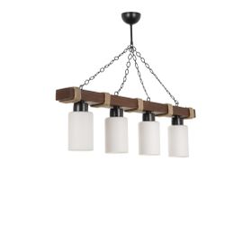 Lumexx 8354-4 Jasmin 4'lü Ahşap Ceviz Silindir Bal Camlı Avize
