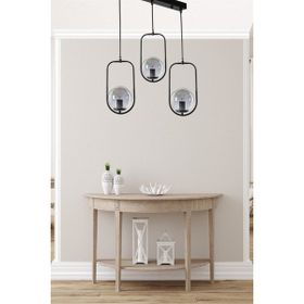 Lumexx Ahu 3'lü Sıralı Füme Camlı Siyah Sarkıt