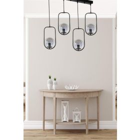 Lumexx Ahu 4'lü Sıralı Füme Camlı Siyah Sarkıt