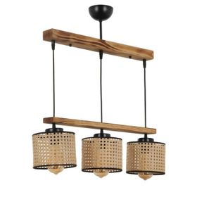 Lumexx David 3'lü Sıralı Yanık Rattan Abajurlu Sarkıt