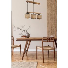 Lumexx David 3'lü Sıralı Yanık Rattan Abajurlu Sarkıt