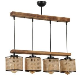 Lumexx David 4'lü Sıralı Yanık Rattan Abajurlu Sarkıt