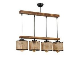 Lumexx David 4'lü Sıralı Yanık Rattan Abajurlu Sarkıt