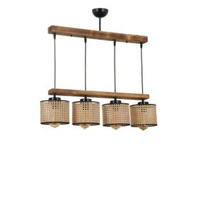 Lumexx David 4'lü Sıralı Yanık Rattan Abajurlu Sarkıt
