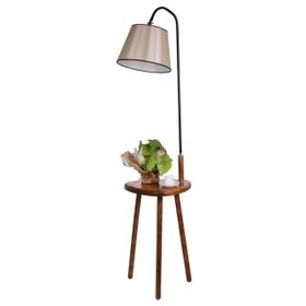 Lumexx Demet Sehpalı Ahşap Ceviz Retro 3 Başlıklı Lambader