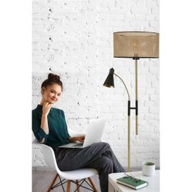 Lumexx Forza Eskitme Silindir Rattan Abajurlu Lambader