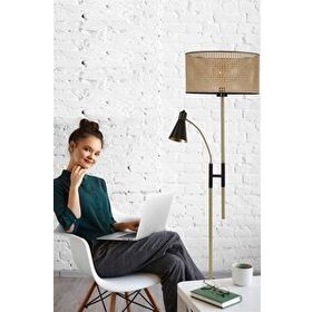Lumexx Forza Eskitme Silindir Rattan Abajurlu Lambader