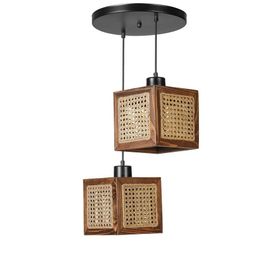 Lumexx Kumsal 2'li Tepsili Ceviz Rattan Avize