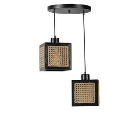 Lumexx Kumsal 2'li Tepsili Siyah Rattan Avize