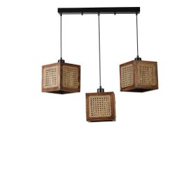 Lumexx Kumsal 3'lü Sıralı Ceviz Rattan Avize