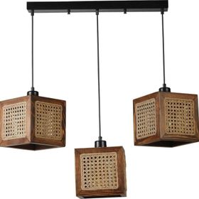 Lumexx Kumsal 3'lü Sıralı Ceviz Rattan Avize