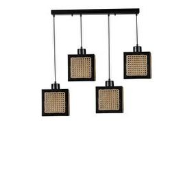 Lumexx Kumsal 4'lü Sıralı Siyah Rattan Avize