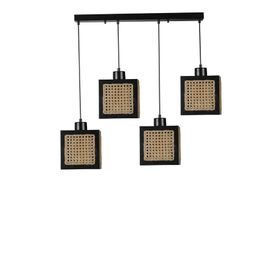 Lumexx Kumsal 4'lü Sıralı Siyah Rattan Avize