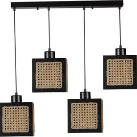 Lumexx Kumsal 4'lü Sıralı Siyah Rattan Avize