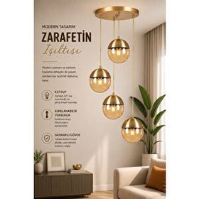 Lumexx Küre 4'lü Tepsili Eskitme Bal Camlı Sarkıt
