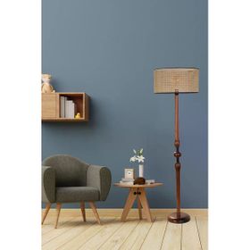 Lumexx Mayıs Ceviz Silindir Rattan Abajurlu Lambader