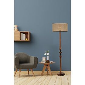 Lumexx Mayıs Ceviz Silindir Rattan Abajurlu Lambader