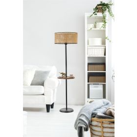 Lumexx Mercan Siyah Sehpalı Silindir Rattan Lambader