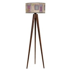 Lumexx Sehbalı Tripod Ceviz Silindir 01 Abajurlu Lambader