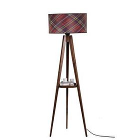 Lumexx Sehbalı Tripod Ceviz Silindir 03 Abajurlu Lambader