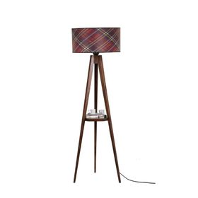 Lumexx Sehbalı Tripod Ceviz Silindir 03 Abajurlu Lambader