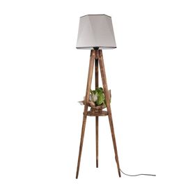 Lumexx Sehbalı Tripod Yanık Altıgen Açık Hasır Gri Abajurlu Lambader