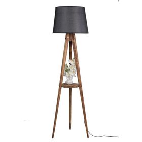 Lumexx Sehbalı Tripod Yanık Pramit Hasır Siyah Abajurlu Lambader