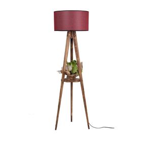 Lumexx Sehbalı Tripod Yanık Silindir Hasır Bordo Abajurlu Lambader