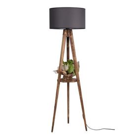Lumexx Sehbalı Tripod Yanık Silindir Koyu Gri Abajurlu Lambader