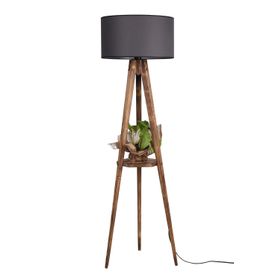 Lumexx Sehbalı Tripod Yanık Silindir Koyu Gri Abajurlu Lambader