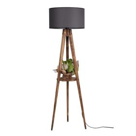 Lumexx Sehbalı Tripod Yanık Silindir Koyu Gri Abajurlu Lambader