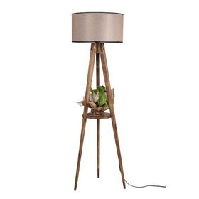 Lumexx Sehbalı Tripod Yanık Silindir Koyu Hasır Abajurlu Lambader