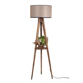 Lumexx Sehbalı Tripod Yanık Silindir Koyu Hasır Abajurlu Lambader