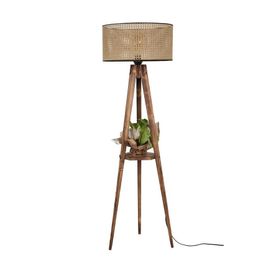 Lumexx Sehbalı Tripod Yanık Silindir Rattan Abajurlu Lambader