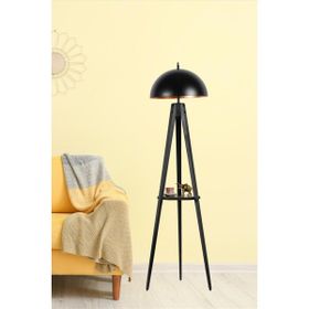 Lumexx Sehpalı Tripod Siyah Büyük Retro Başlıklı Lambader