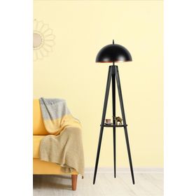 Lumexx Sehpalı Tripod Siyah Büyük Retro Başlıklı Lambader