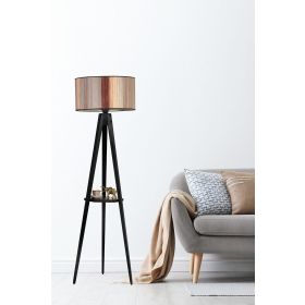 Lumexx Sehpalı Tripod Siyah Silindir Renkli Abajurlu Lambader