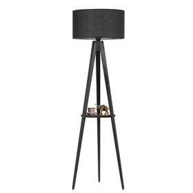 Lumexx Sehpalı Tripod Siyah Silindir Siyah Abajurlu Lambader