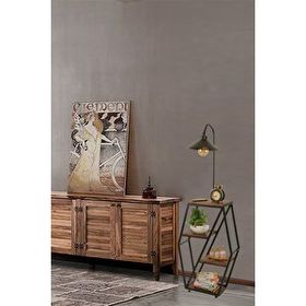 Lumexx Sembol Ceviz Metal Başlıklı Lambader