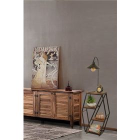 Lumexx Sembol Ceviz Metal Başlıklı Lambader