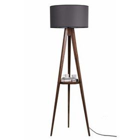 Lumexx Silindir Koyu Gri Abajurlu Ceviz Sehpalı Tripod Lambader