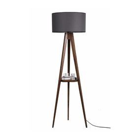Lumexx Silindir Koyu Gri Abajurlu Ceviz Sehpalı Tripod Lambader