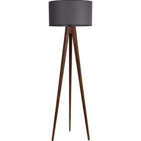 Lumexx Silindir Koyu Gri Abajurlu Ceviz Sehpalı Tripod Lambader