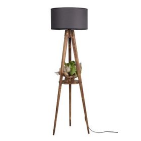 Lumexx Silindir Koyu Gri Abajurlu Yanık Sehpalı Tripod Lambader