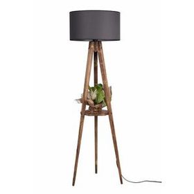 Lumexx Silindir Koyu Gri Abajurlu Yanık Sehpalı Tripod Lambader