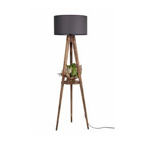 Lumexx Silindir Koyu Gri Abajurlu Yanık Sehpalı Tripod Lambader