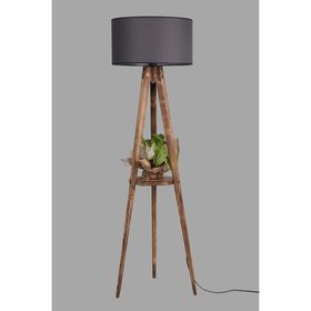 Lumexx Silindir Koyu Gri Abajurlu Yanık Sehpalı Tripod Lambader