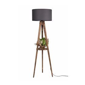 Lumexx Silindir Koyu Gri Abajurlu Yanık Sehpalı Tripod Lambader