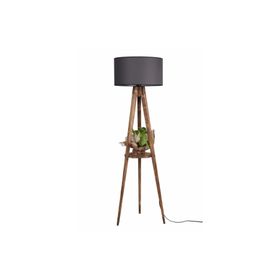 Lumexx Silindir Koyu Gri Abajurlu Yanık Sehpalı Tripod Lambader